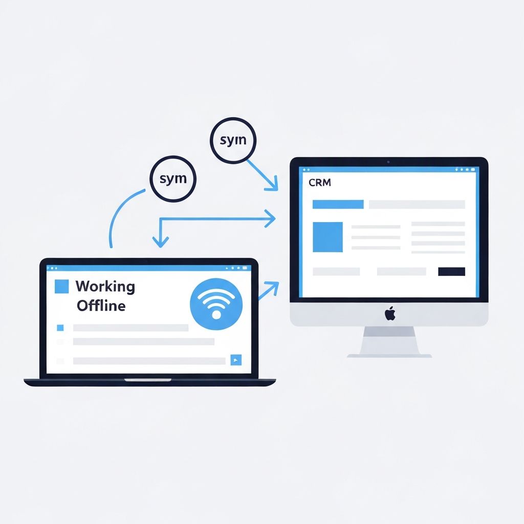 Azeo CRM offline mode and sync illustration